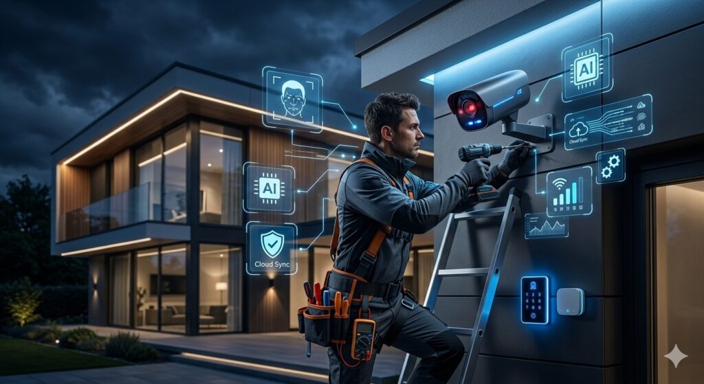 AI smart home security system setup